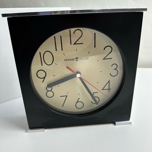 Retired Howard Miller Maxim Table Clock Black & Silver Works! - Picture 11 of 13